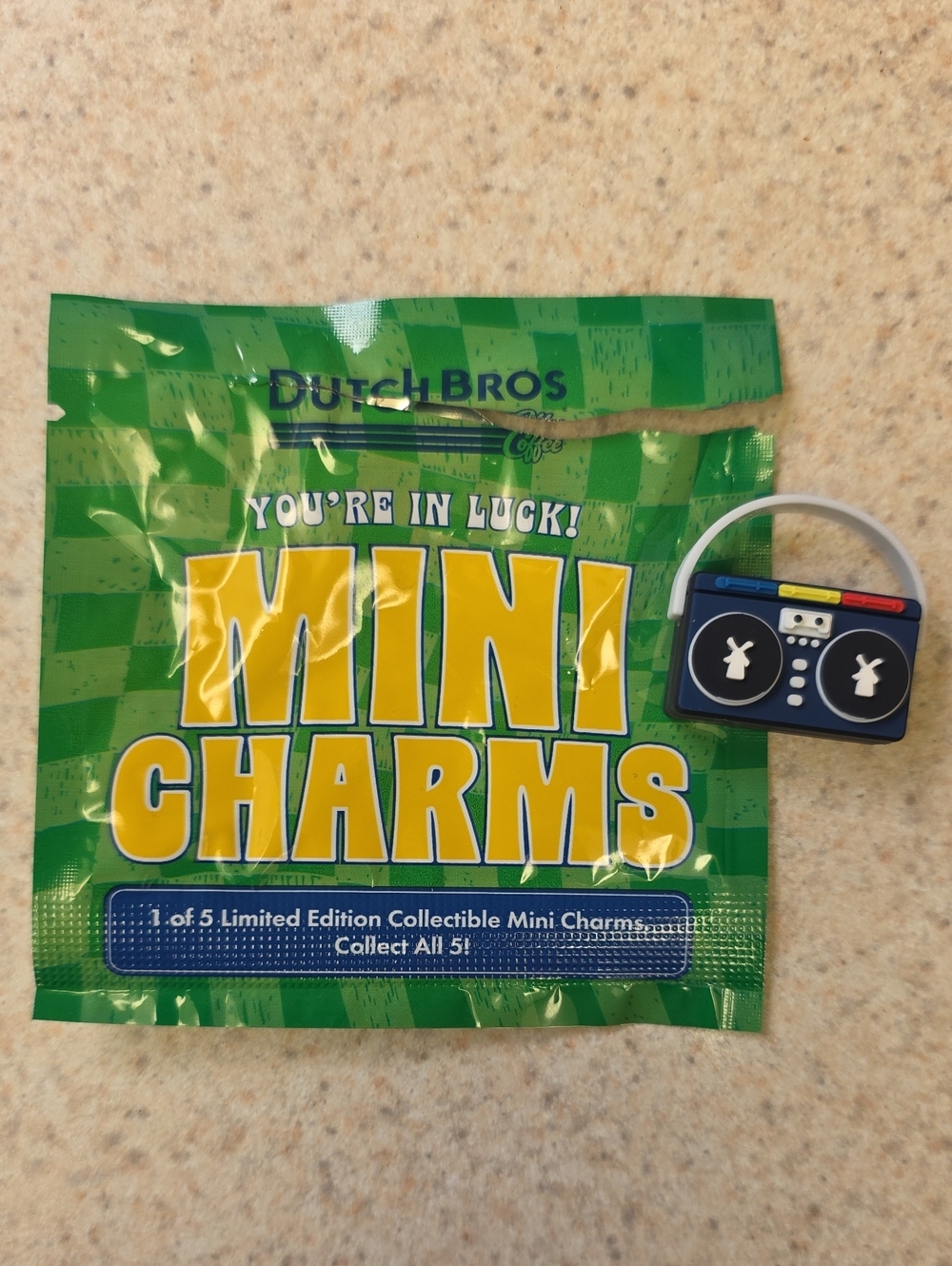 Dutch Bros Mini Charms Pack with Boombox Charm - Green & Yellow